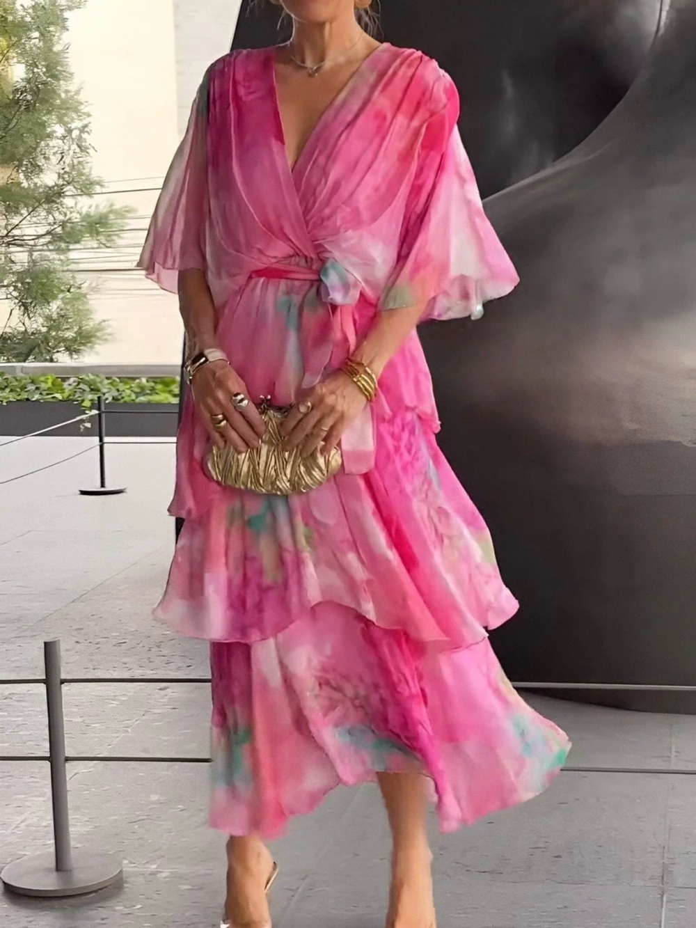 Nysa - Spring Floral Tiered Chiffon Dress